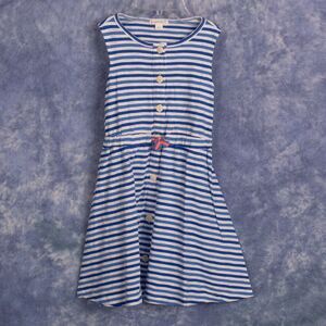 Crewcuts Dress Girl Blue & White Stripe Sleeveless Sz 6